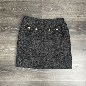 Juicy Couture Wool Blend Tweed Skirt Black Lined Size 6 Preppy Academia Y2K Goth
